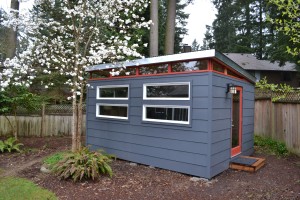 The Combs' other 12' by 16' Modern-Shed is a music studio for Jesse. 