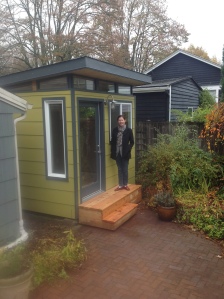 Sheila Meehan uses her Modern-Shed home office for her work as a licensing agent for artists.