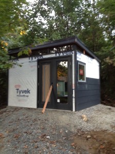 A 14' by 14' Modern-Shed garden studio in progress.