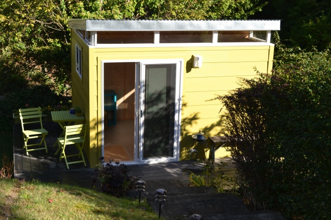 Kristie picked a bright green to complement her backyard.